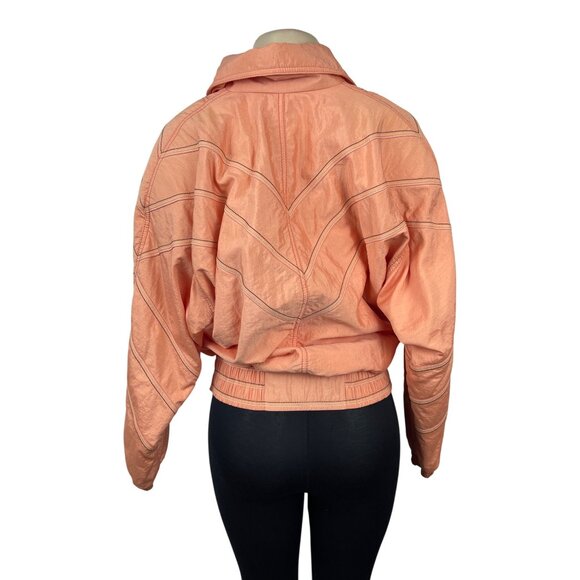 Vintage 90s Ellesse Women's Orange Windbreaker Ski Jacket w Zip & Snap Sz S - Picture 3 of 9